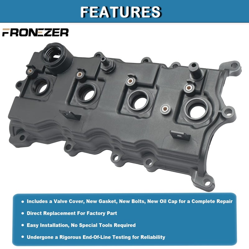 FRONEZER Engine Valve Cover with Gasket, Bolts, PCV Valve & Oil Cap Compatible with 2007-2013 Nissan Altima Sentra SE-R 2.5L Replace# 13264-JA00A 13270-JA00A - Image 2